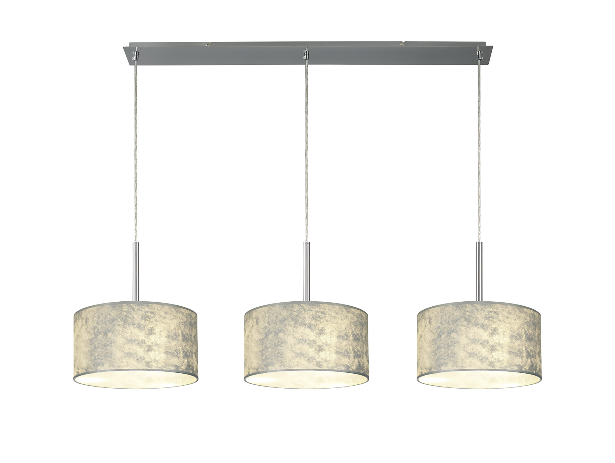 DK0807  Baymont 30cm Shade 3 Light Pendant Polished Chrome, Silver Foil